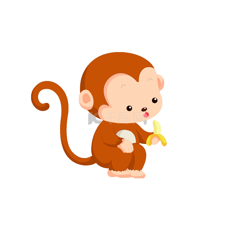 十二生肖动物猴子吃香蕉