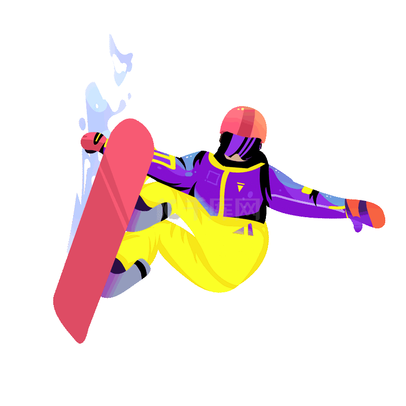体育赛事滑雪单板速滑户外运动扁平人物动图gif