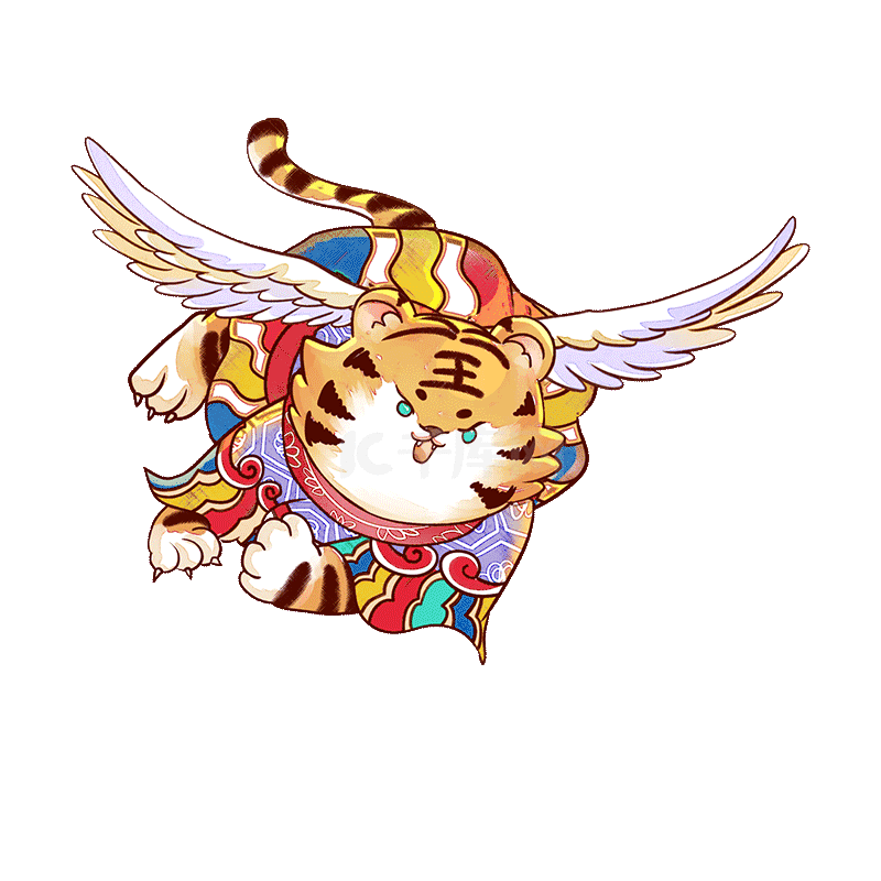 老虎春节新年国潮小老虎飞天如虎添翼中国风动图gif