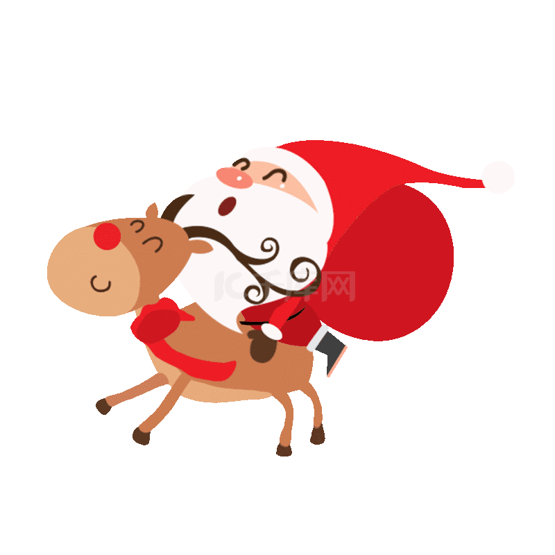 圣诞节圣诞圣诞老人骑鹿