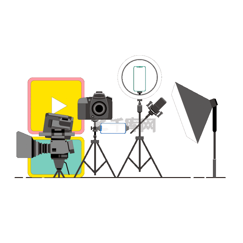 互联网直播拍摄设备扁平动图gif