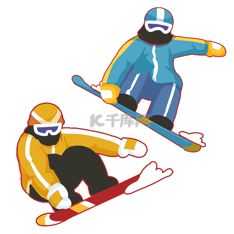 冬天滑雪运动员单板滑雪动图gif