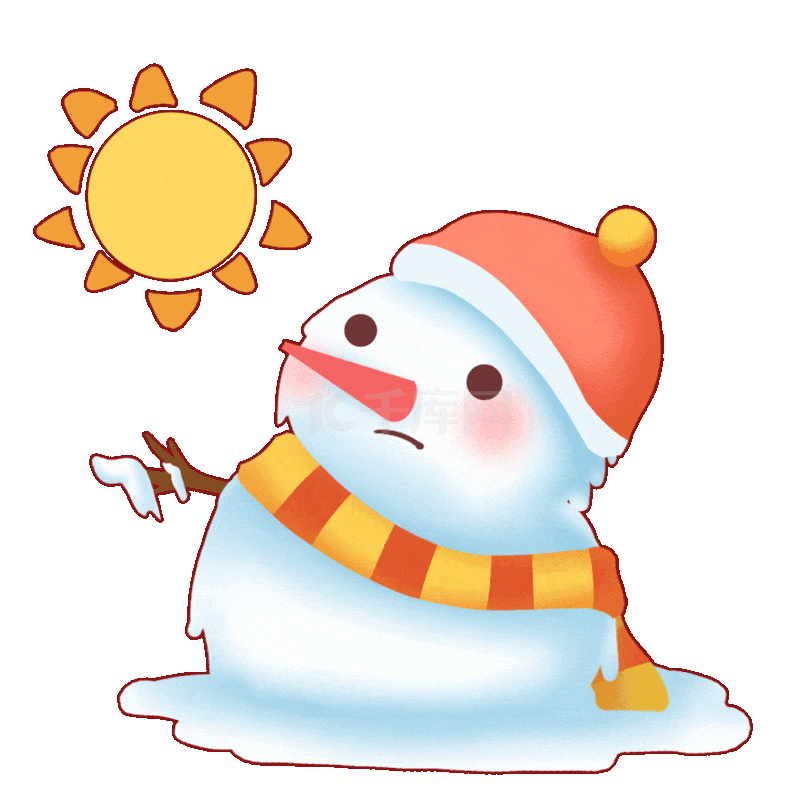 雪人融化升温气候变暖冬天冬季拟人动图gif