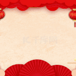 新年边框扇子祥云灯笼红色视频背景春节动图gif