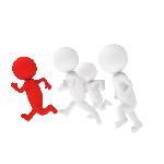 C4D红色小人带领白色小人跑步小人3D动图gif