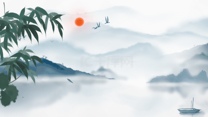 山水竹子视频背景水墨风中国风动图gif