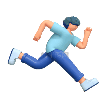C4D立体3D男性人物奔跑跑步动图gif