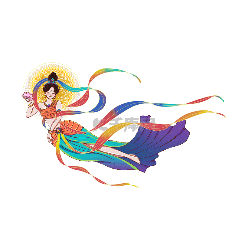 敦煌仕女复古壁画素材图片免费下载-千库网