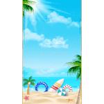 夏天沙滩海滩旅游度假假期清凉椰树蓝天竖版视频背景海报动图gif