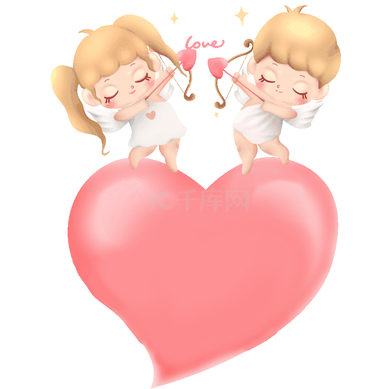 520情人节丘比特爱神浪漫爱心紫色飘带动图gif