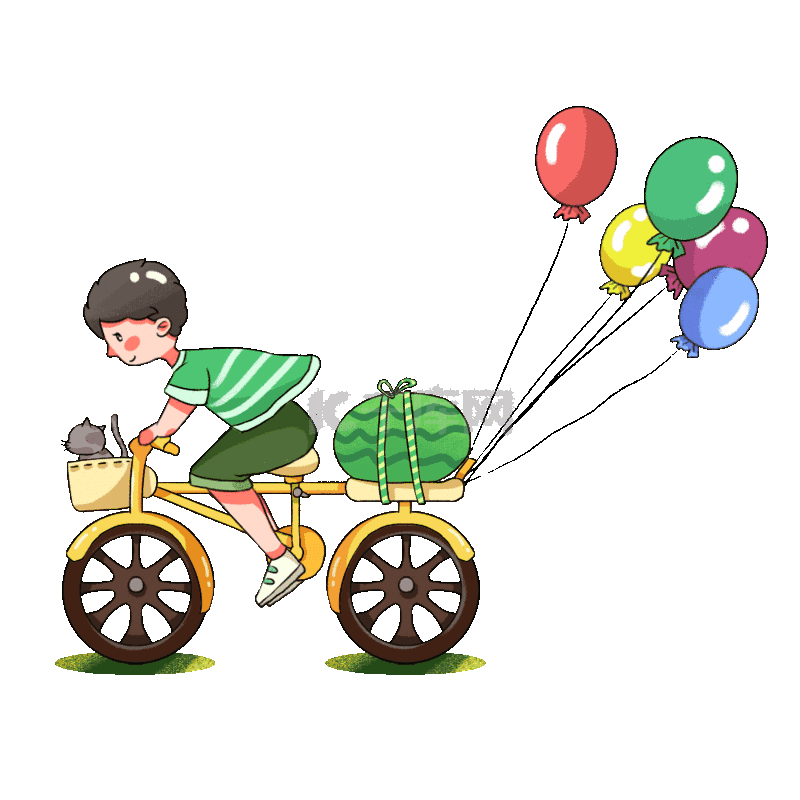 夏天骑车兜风的男孩