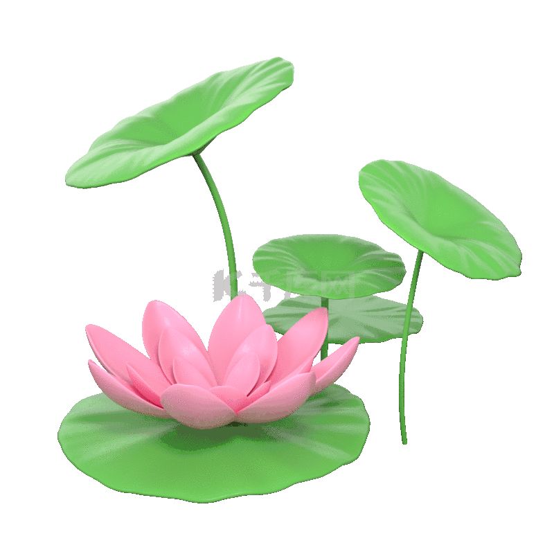 夏天c4d立体3d荷花荷叶摇摆动图gif