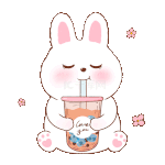 夏天兔兔喝解暑神器冰奶茶表情包