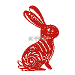 春节兔子兔年剪纸窗花红色动图gif