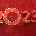 3D立体C4D新年元旦2023红金数字倒数跨年横版视频背景动图gif大气
