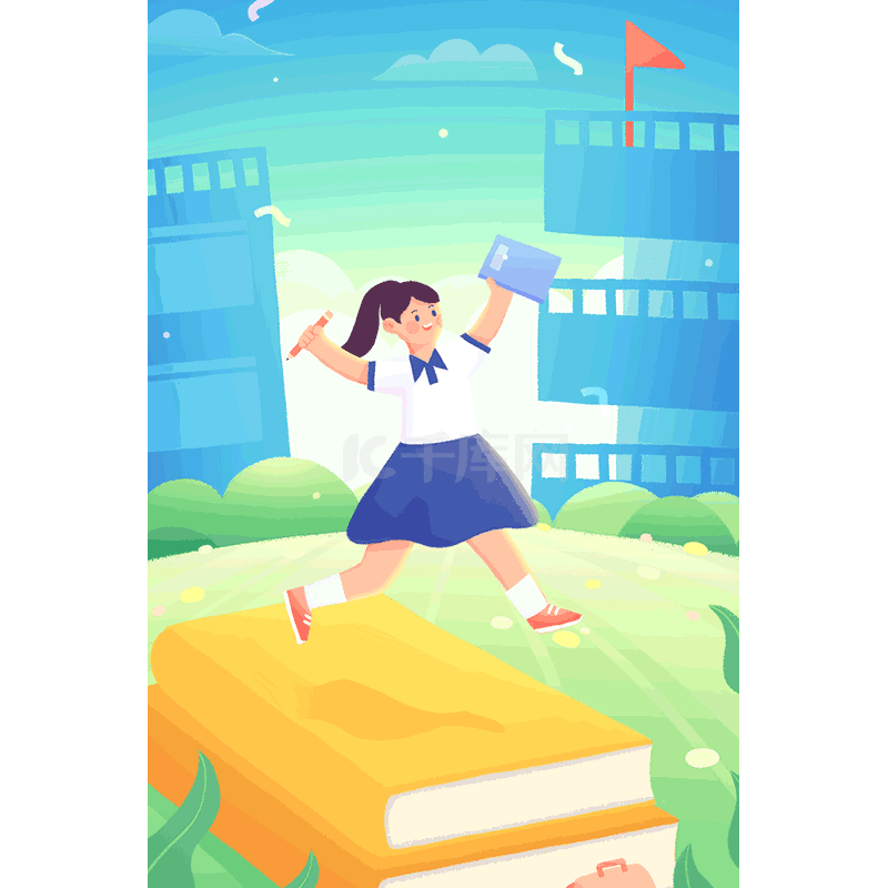 季学生上学女生素材图片免费下载-千库网