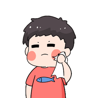 天气炎热男孩冒汗擦汗表情包gif图素材