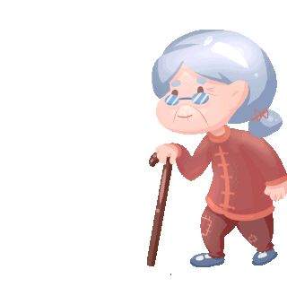 白发老奶奶拄拐杖走路老人老年gif动图