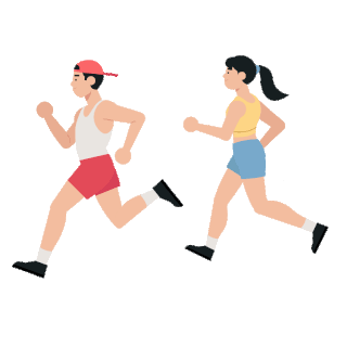 跑步呼吸困难图片素材_卡通平面男女运动健身跑步的人物