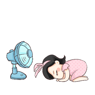 夏天风扇大人永远的神炎热吹风扇的小女孩表情包卡通gif图素材