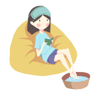 秋冬泡脚养生的女孩扁平彩色动图gif