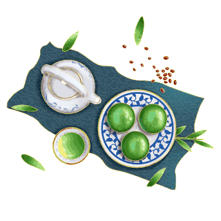清明节清明青团喝茶绿色gif图素材