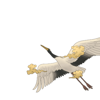 水墨中国风卡通飞翔的仙鹤