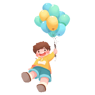61六一儿童节孩子小孩飞翔气球童趣可爱卡通童真动图gif