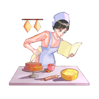 烘焙师做蛋糕舔点挤奶油gif图素材