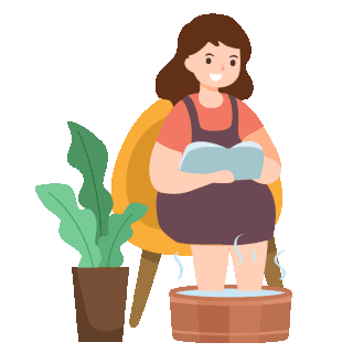 秋天泡脚洗脚养生理疗看书休息秋季女孩动图gif