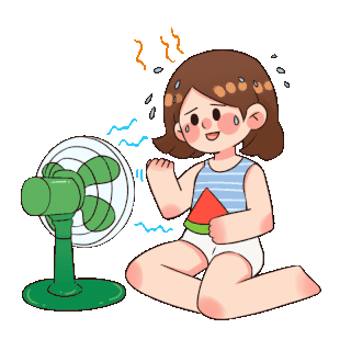夏日高温吹风扇女孩gif图素材