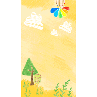 儿童卡通树木云朵蜡笔质感纹理黄色竖版视频背景海报动图gif