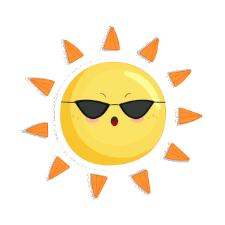 太阳免抠png图片素材扁平风流汗的太阳元素