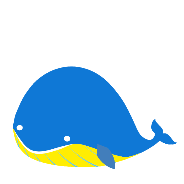 蓝色扁平化卡通鲸鱼喷水