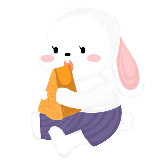 卡通吃月饼的可爱小玉兔