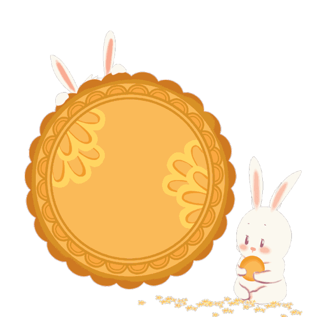 欢庆中秋月饼和兔子