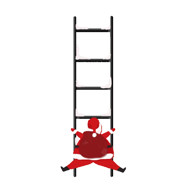 圣诞节圣诞老人爬梯子