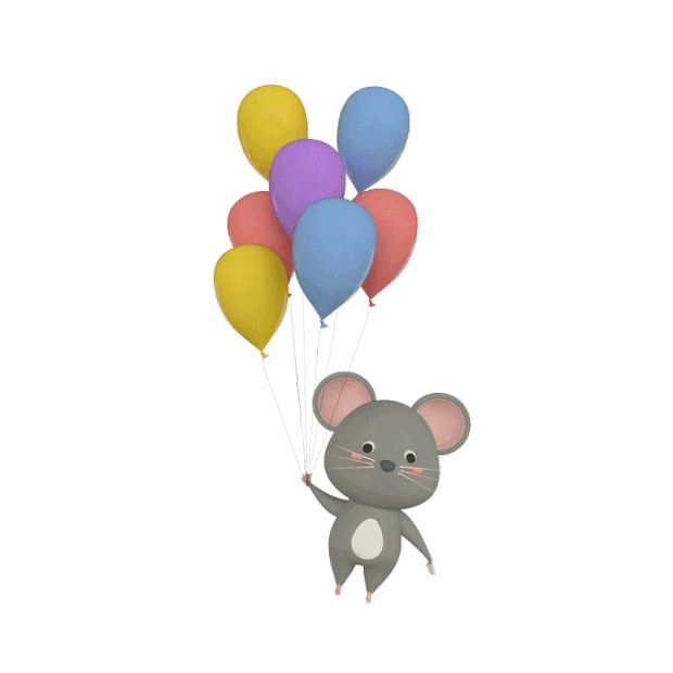 灰色老鼠气球飞翔