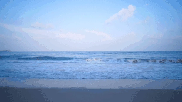 白色沙滩海浪实拍海海