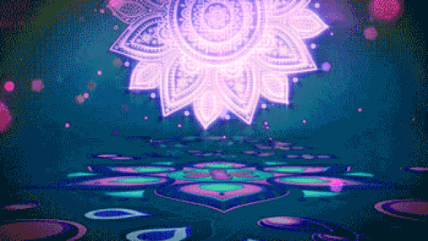 紫色花朵粒子舞台背景