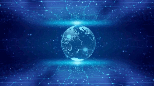 蓝色光效地球科技背景
