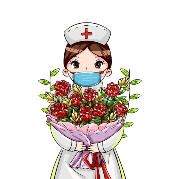 护士节漂亮女医生收花花朵