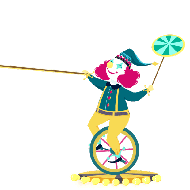愚人节小丑表演独轮车gif动画