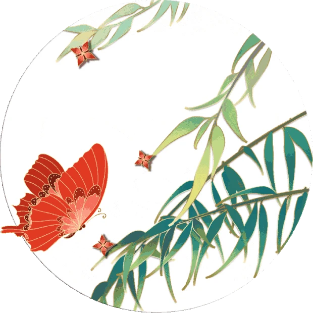 中国风蝴蝶绿色复古装饰画