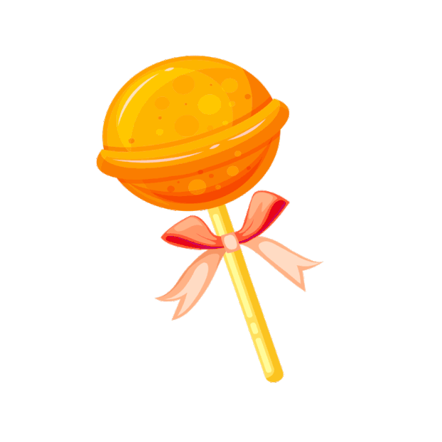 手绘 黄色的糖果 插画 蝴蝶结 棒棒糖 水果糖 糖果蝴蝶结 甜品 情人节 儿童节