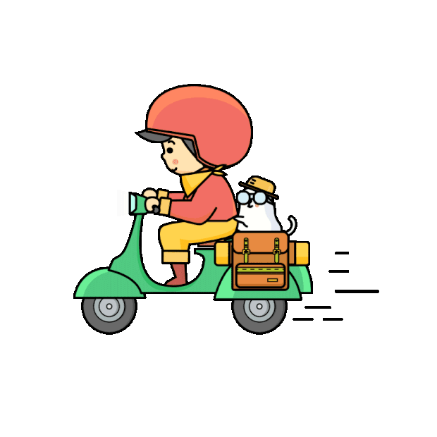 骑摩托旅行的男孩和宠物