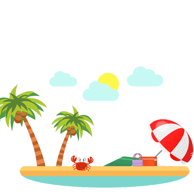 夏季海岛太阳伞海滩椰树图片