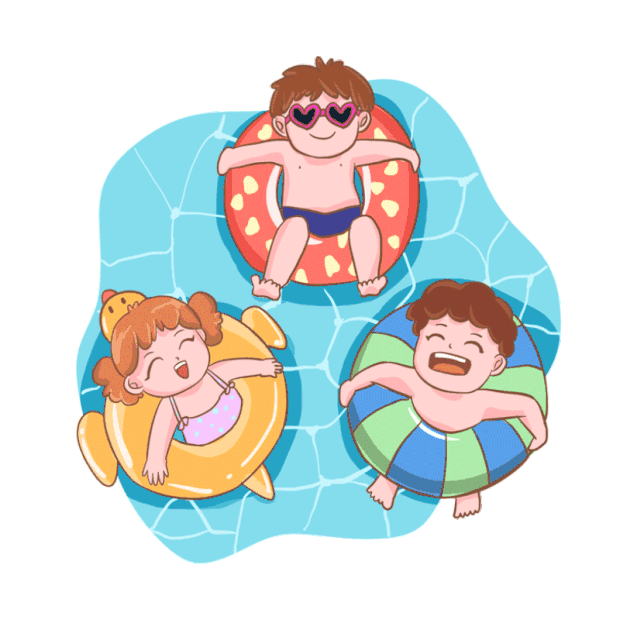 一群游泳的小孩夏天