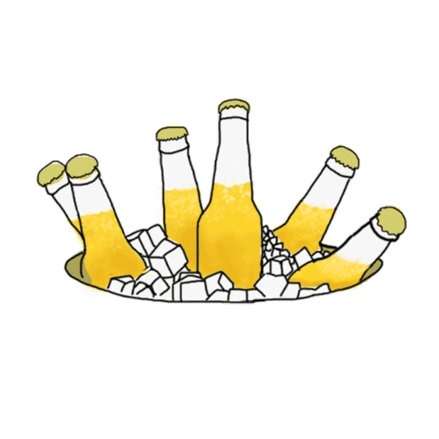 手绘插画夏季冰镇啤酒世界杯
