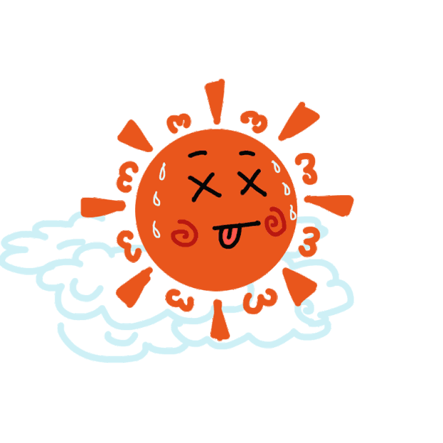 夏季橙色热晕的太阳中暑免扣表情包
